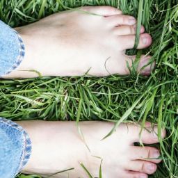 pies descalzos en la hierba